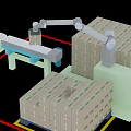 Smart Machine With Robotic Arm Handling Stacked Boxes On Conveyor Belt 3d model