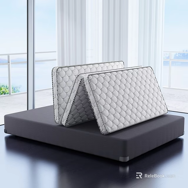 Foldable Mattress With Diamond Pattern In Bright Comfortable Bedroom Setting 3d model 