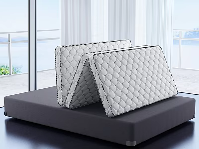 Foldable Mattress With Diamond Pattern In Bright Comfortable Bedroom Setting 3d model