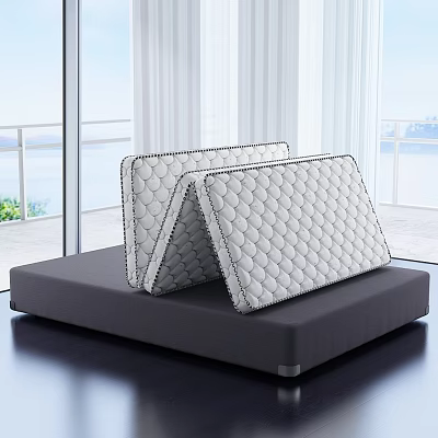 Foldable Mattress With Diamond Pattern In Bright Comfortable Bedroom Setting 3d model