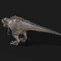 3D T-Rex Dinosaur Model With Open Mouth Sharp Teeth And Spiked Back On Black Background 3d model