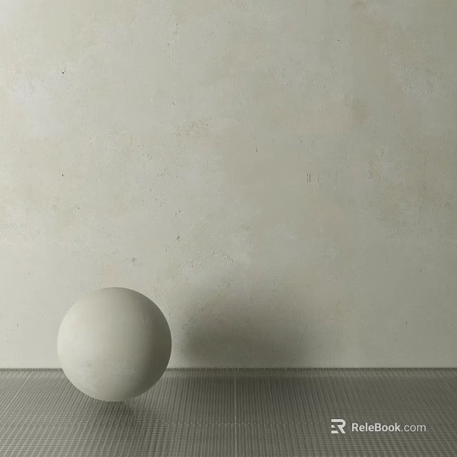 White Sphere Decorative Component Placed On Gray Floor Against Light Wall 3d model 