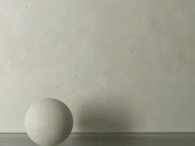White Sphere Decorative Component Placed On Gray Floor Against Light Wall 3d model