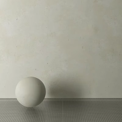 White Sphere Decorative Component Placed On Gray Floor Against Light Wall 3d model