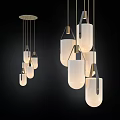 Multiple Modern Pendant Lights With White Lampshades And Metal Hanging Frames 3d model