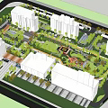 Residential Landscape Community Layout With Central Green Park And Pedestrian Paths
