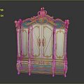 Elegant Ornate Classic Wardrobe With White Gold Turquoise Accents And Intricate Carvings