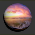 Natural Stones And Wood Elements On Beach At Sunset With Waves And Clouds