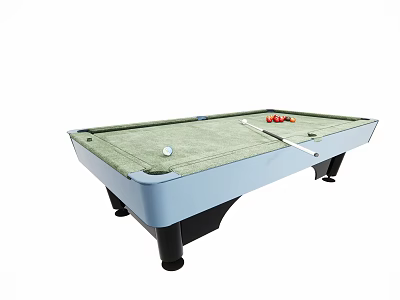 Professional Billiard Table as Sports Equipment with Green Felt Surface Balls and Cue Stick 3d model