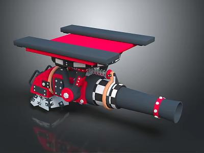 Red And Black Mechanical Device With Platform Pipe And Metal Components 3d model