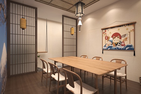 Japanese style and wind entertainment space scenario interpretation 3d model