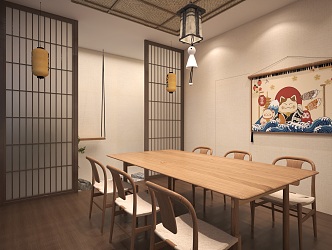 Japanese style and wind entertainment space scenario interpretation 3d model