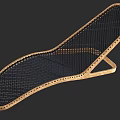Modern Lounge Chair With Curved Wooden Frame And Black Mesh Design