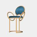 Two Modern Blue Bar Stools With Metal Frame And Comfortable Armrests