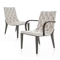Modern Light Gray Armchairs With Diamond Tufted Design Dark Wood Arms And Legs