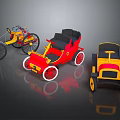 Classic Design Electric Toys Including Vintage Cars Bikes With Red Yellow Accents