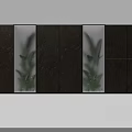 Green Plant Wall With Three Vertical Transparent Panels Dark Wall Background And Lighting