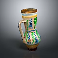 Colorful Patterned Ceramic Vase With Handle For Home Decor Furniture