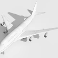 White Airliner with Blue Bottom Parked on Tarmac Against Cloudy Sky and Red Tail Tip