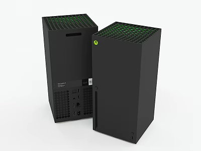 Black Desktop PC Towers With Green Grille Design And Gateway Brand 3d model