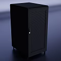 Sturdy Black Mesh Door Equipment Cabinet With Lock And Rolling Wheels