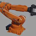 Smart Machine Industrial Robotic Arm with Orange Body Black Gripper and Mechanical Design 3d model