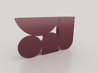 Modern Minimalist Entryway And Side Cabinet With Geometric Shapes In Deep Red 3d model