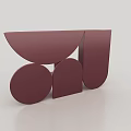 Modern Minimalist Entryway And Side Cabinet With Geometric Shapes In Deep Red
