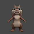 Cute 3D Cartoon Squirrel Character Standing With Big Eyes And Brown Fur