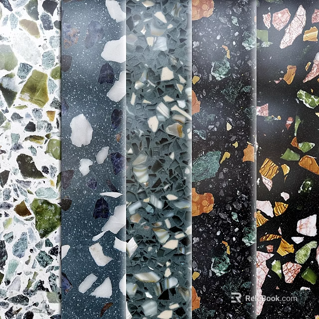 Colorful Terrazzo Components With Mixed Chips And Varied Textures For Interior Design 3d model 