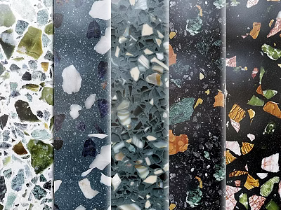 Colorful Terrazzo Components With Mixed Chips And Varied Textures For Interior Design 3d model