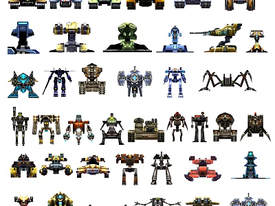 Diverse Smart Machines Showcasing Different Robotic Designs And Mechanical Structures 3d model