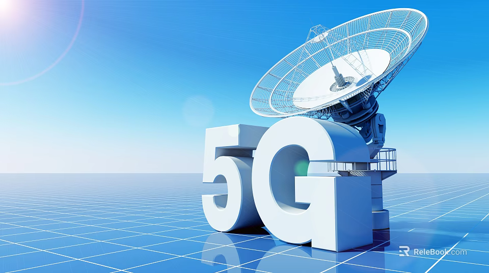 5G Technology With Satellite Dish For Advanced Communication Network 3d model 