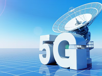 5G Technology With Satellite Dish For Advanced Communication Network 3d model
