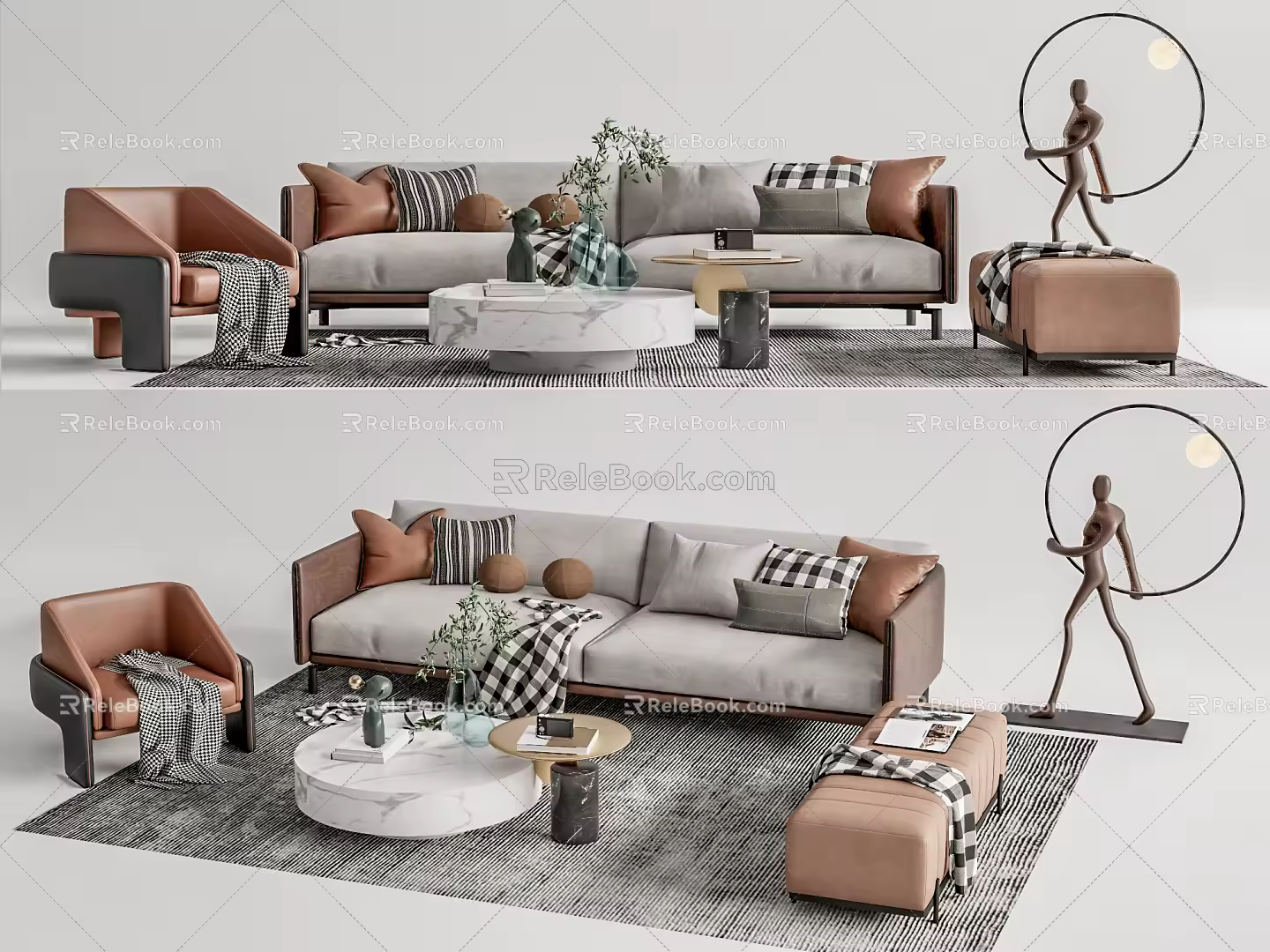 Modern sofa coffee table combination 3d model