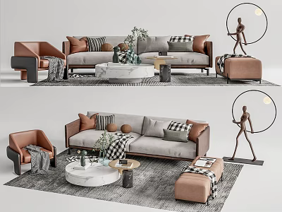 Modern sofa coffee table combination 3d model
