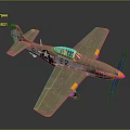 Vintage Military Model Airplane With Silver Fuselage Yellow Nose And Propeller Wings