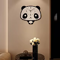Cute Panda Shaped Wall Clock On Beige Wall 3d model