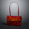 Stylish Red And Orange Gradient Leather Handbag With Shoulder Strap And Metal Buckle