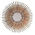 Round Decorative Mirror With Sunburst Wooden Sticks For Modern Interior Wall Decoration