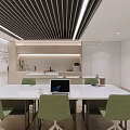 Modern Conference Room Interior With White Table Green Chairs TV Whiteboard And Plant