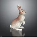 Decorative Rabbit Figurine With Pink White Gradient Standing Pose Long Ears Red Eyes And Reflection 3d model
