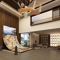 Modern Hotel Lobby Interior With Chandelier Staircase Decorative Art And Comfortable Seating