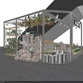 Modern Shopping Mall Flower Shop With Green Plants Display Shelves And Decorations