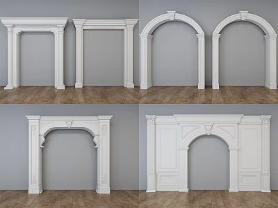 White Door Arch Designs With Various Decorative Styles And Architectural Details 3d model