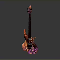 Vibrant Electric Guitar With Unique Orange Purple Patterns And Modern Design