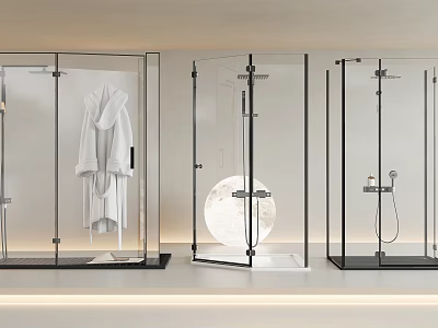 Modern Shower Head In Glass Enclosure With Sleek Design And Contemporary Bathroom Elements 3d model
