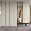 Modern Entryway Cabinet And Side Cabinet Design With Golden Sculpture And Marble Accents