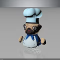 Chef Pug Plush Toy With Blue Shirt White Apron Bow Tie And Chef Hat