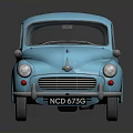 Vintage Blue Classic Car With Rounded Body And Retro Design Features